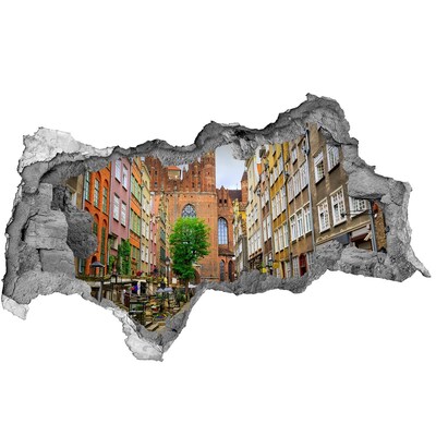 Sticker effetto rottura muro Veduta di Danzica