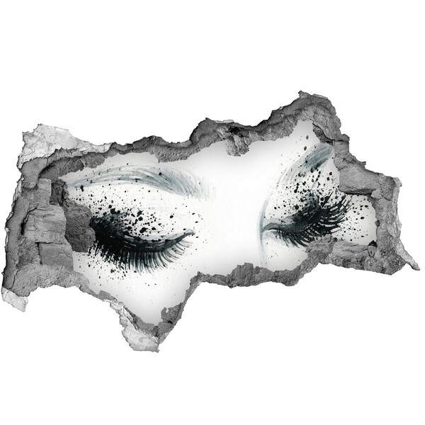 Sticker effetto rottura muro Occhi chiusi in un buco nel muro