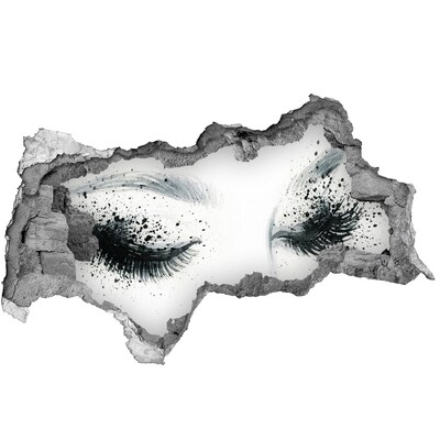 Sticker effetto rottura muro Occhi chiusi in un buco nel muro