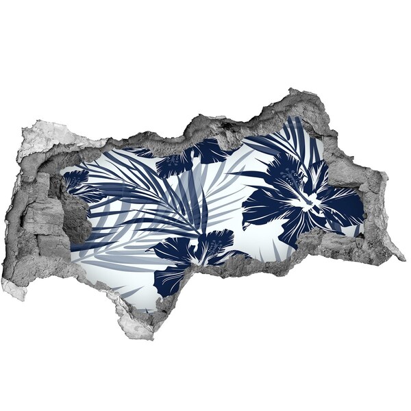 Sticker effetto rottura muro Paradiso tropicale con fiori