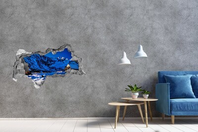 Adesivo con vista dietro il muro Casa invernale in montagna