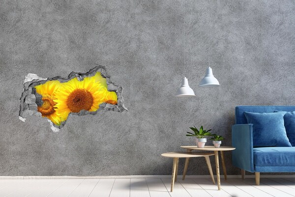 Sticker effetto rottura muro Girasole in cemento