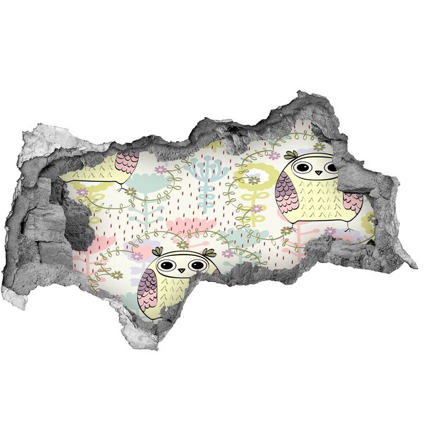 Decorazione da parete buco nel muro Buco nel muro con un gufo e fiori