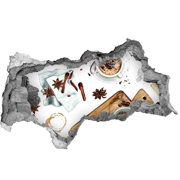 Adesivo con vista dietro il muro Angolo caffè con spezie