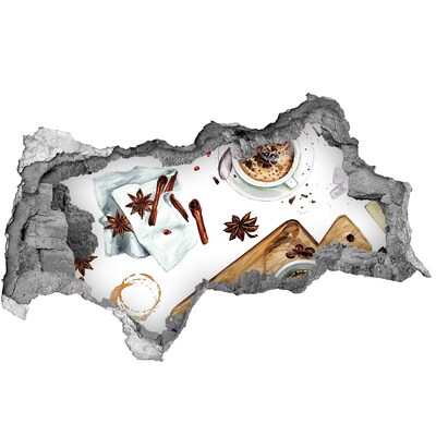 Adesivo con vista dietro il muro Angolo caffè con spezie