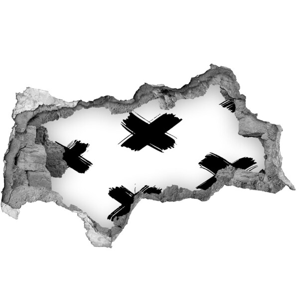 Adesivo con vista dietro il muro Elegante buco nel muro