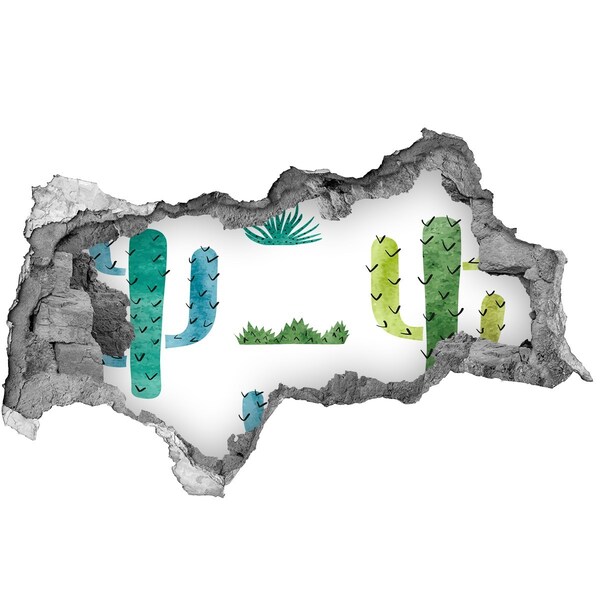 Adesivo con vista dietro il muro Paesaggio verde con cactus