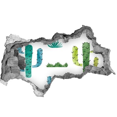 Adesivo con vista dietro il muro Paesaggio verde con cactus