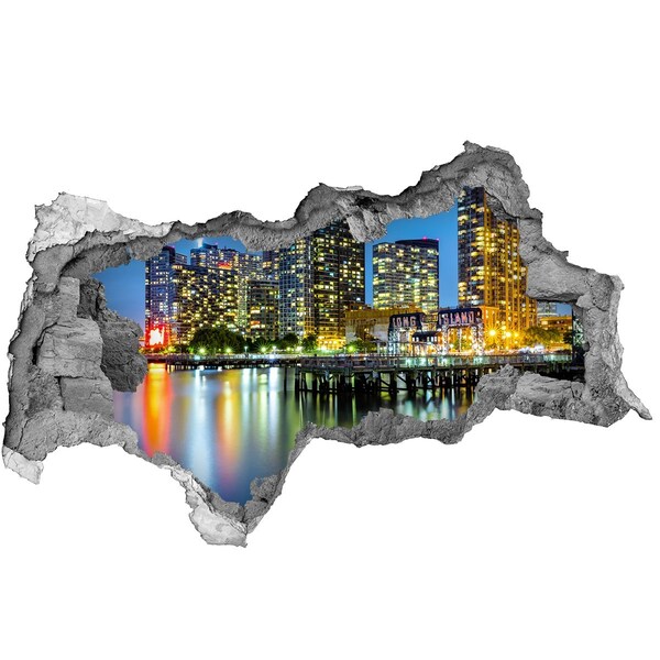 Decorazione da parete buco nel muro Veduta notturna della città