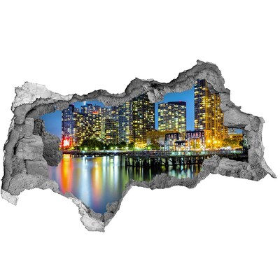 Decorazione da parete buco nel muro Veduta notturna della città