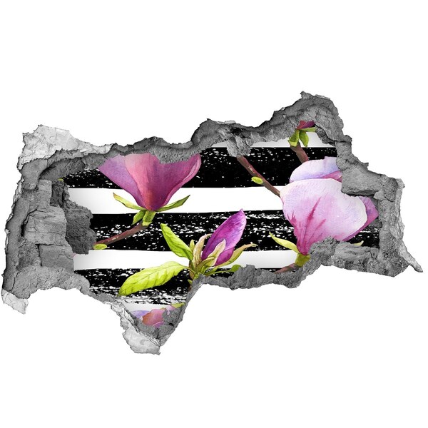 Sticker effetto rottura muro Fiori su sfondo a righe