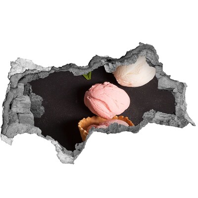 Adesivo con vista dietro il muro Festa del gelato nel buco nel muro