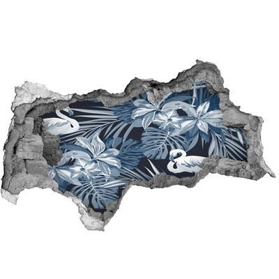 Sticker effetto rottura muro Paradiso tropicale con i fenicotteri