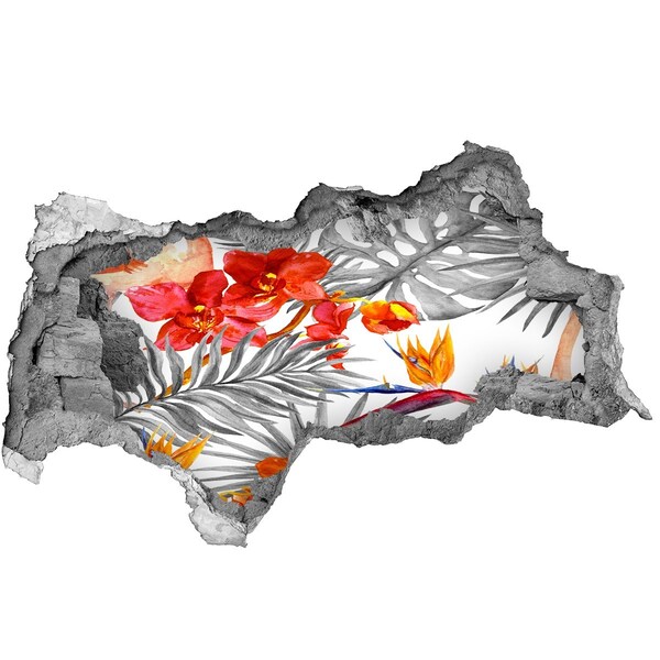 Sticker effetto rottura muro Paradiso tropicale dietro le mura