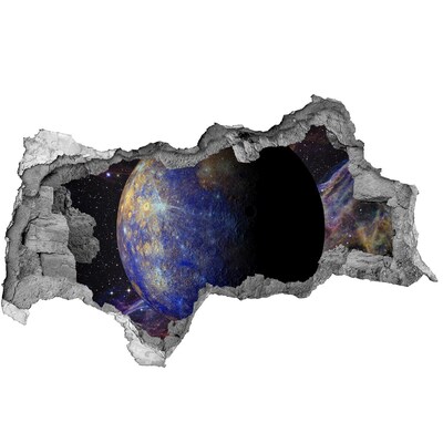 Adesivo con vista dietro il muro Buco spaziale nel muro