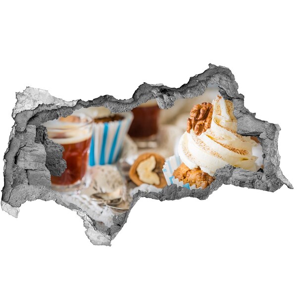 Sticker effetto rottura muro Un dolce paradiso con i cupcake