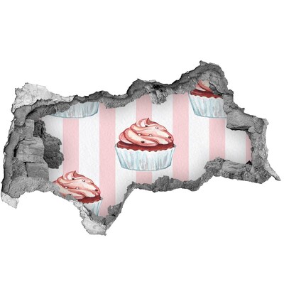Sticker effetto rottura muro Cupcake in un buco nel muro