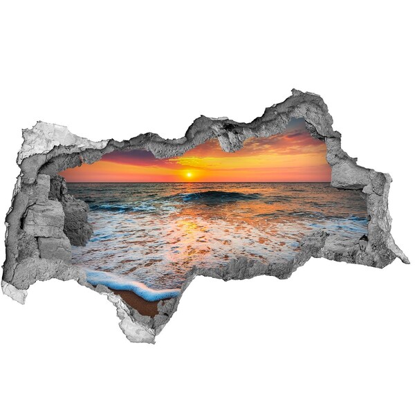 Sticker effetto rottura muro Tramonto sul mare