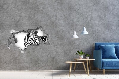 Sticker effetto rottura muro Zebra in un buco nel muro