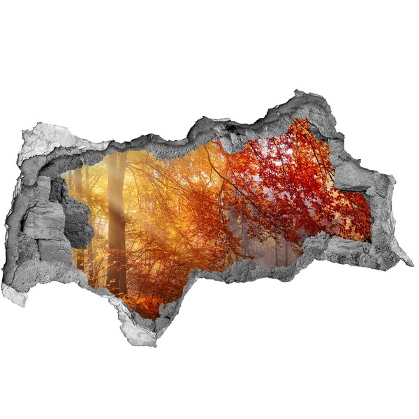 Adesivo con vista dietro il muro Autunno dorato nella foresta