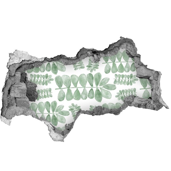 Adesivo con vista dietro il muro Foglie verdi in un buco nel muro