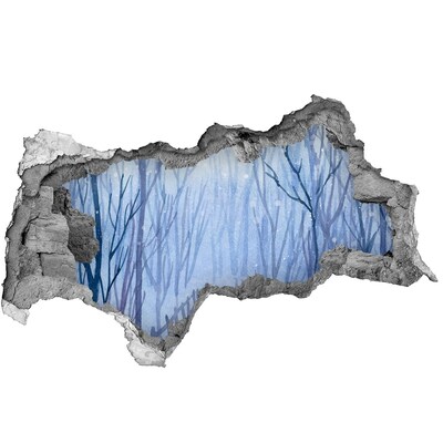 Decorazione da parete buco nel muro Paesaggio invernale visto attraverso un buco nel muro