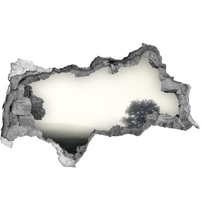 Sticker effetto rottura muro Una radura nebbiosa con un albero solitario