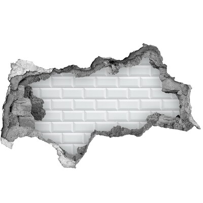 Decorazione da parete buco nel muro Un muro danneggiato con piastrelle bianche