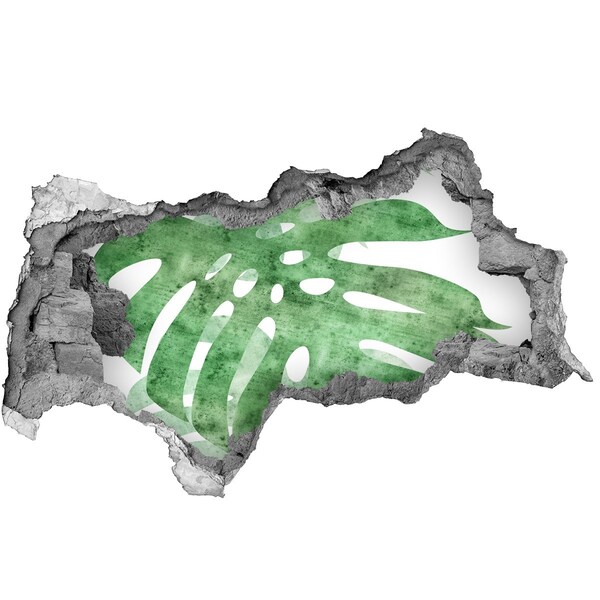 Decorazione da parete buco nel muro Foglia verde in un muro danneggiato