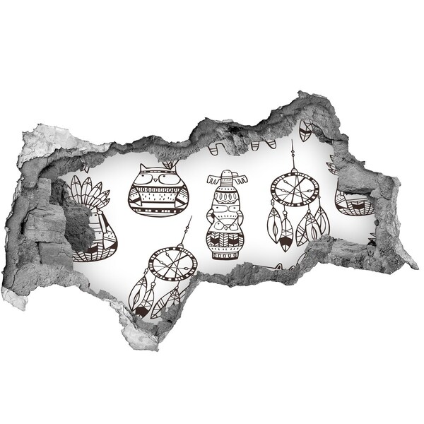 Sticker effetto rottura muro Motivi etnici sullo sfondo della parete