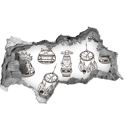 Sticker effetto rottura muro Motivi etnici sullo sfondo della parete