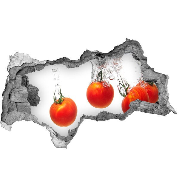 Adesivo con vista dietro il muro Pomodori succosi in acqua