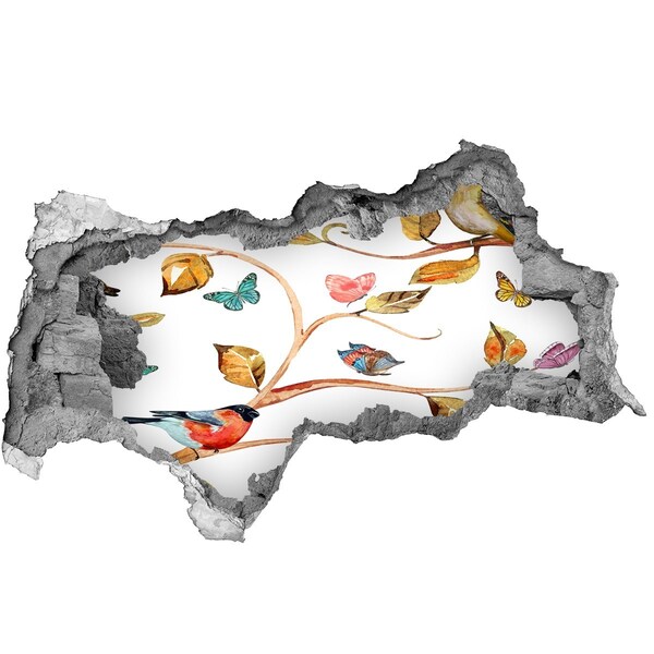 Adesivo con vista dietro il muro Giardino nel buco nel muro