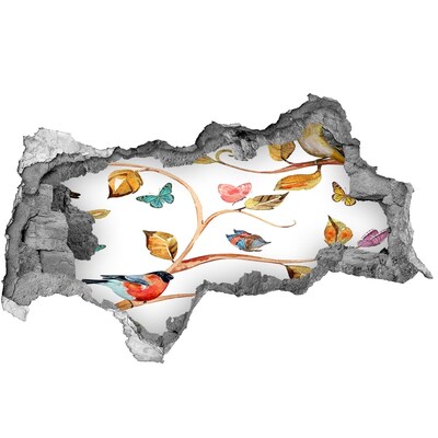 Adesivo con vista dietro il muro Giardino nel buco nel muro