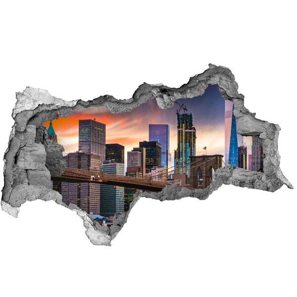 Sticker effetto rottura muro Ponte di Brooklyn a New York