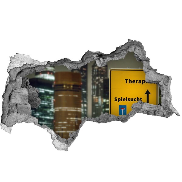 Adesivo con vista dietro il muro Città di notte con segnaletica terapeutica