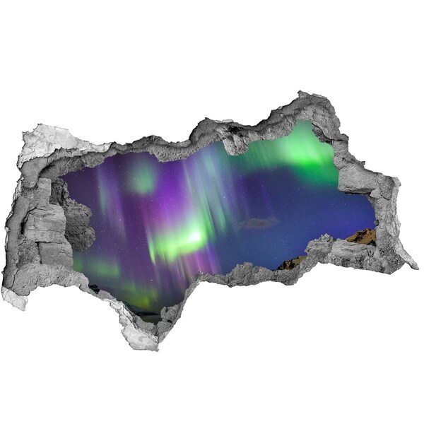 Decorazione da parete buco nel muro Aurora boreale sulle montagne