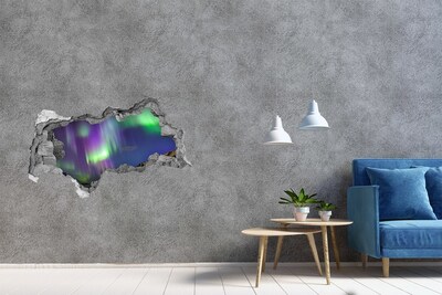 Decorazione da parete buco nel muro Aurora boreale sulle montagne