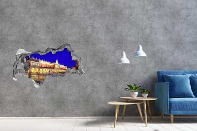 Decorazione da parete buco nel muro La piazza del mercato principale di Cracovia di notte
