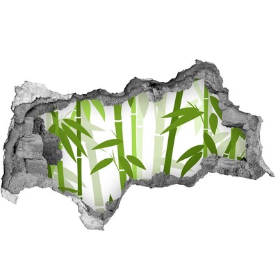 Adesivo con vista dietro il muro Bambù in un buco nel muro