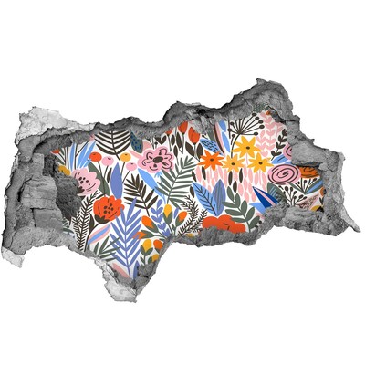 Adesivo con vista dietro il muro Murale floreale attraverso un buco nel muro