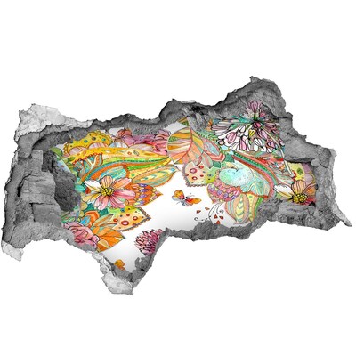 Sticker effetto rottura muro Un paradiso floreale dietro le mura