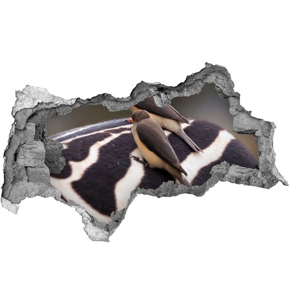 Decorazione da parete buco nel muro Uccelli sul dorso di una zebra