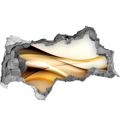 Sticker effetto rottura muro Onde dorate in un buco nel muro