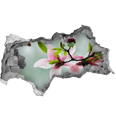 Sticker effetto rottura muro Fiori di magnolia in un muro danneggiato