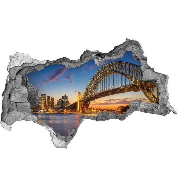 Decorazione da parete buco nel muro Il ponte di Sydney al tramonto