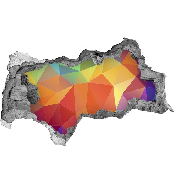 Adesivo con vista dietro il muro Geometrie colorate in un buco nel muro