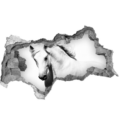 Sticker effetto rottura muro Cavallo bianco in un buco nel muro