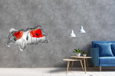 Adesivo con vista dietro il muro Fiori in un buco nel muro