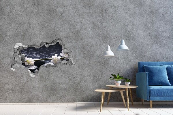 Adesivo con vista dietro il muro Fiori sulle pietre
